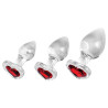 Adam & Eve Lot de 3 Plugs Bijou en verre Heart Gem Rouge